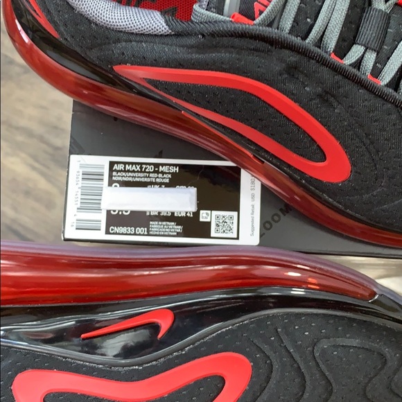 NIKE AIR MAX 720 Black/University Red-Black men’s - Picture 8 of 16